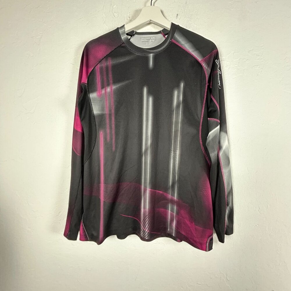 Salomon Womens XL Black & Pink Long Sleeve Acti Lite X-Static Athletic Top Shirt